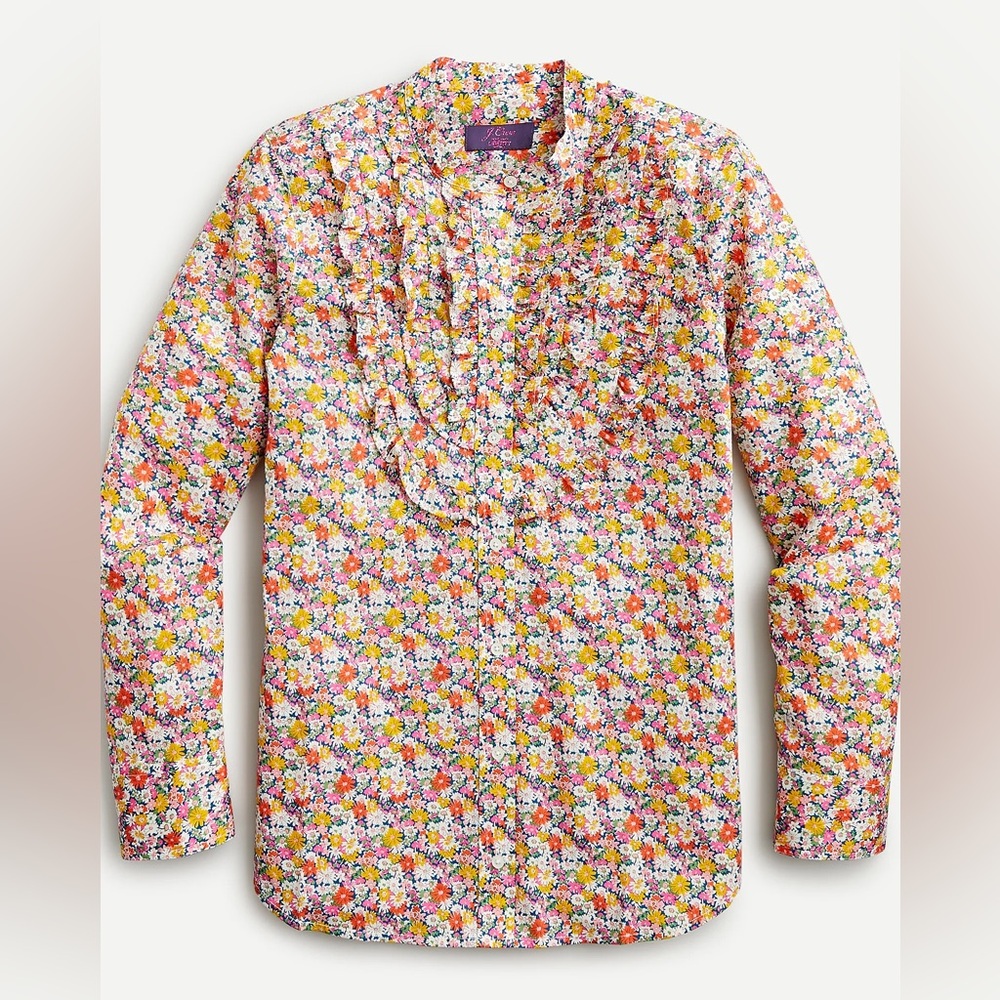 🌸 J.Crew Liberty Fabric Floral Ruffle Blouse XS 🌸